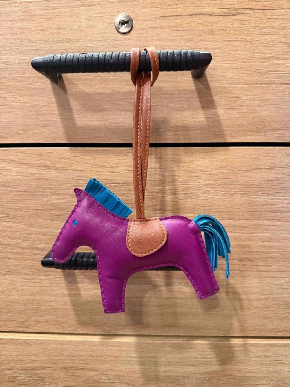 Hermes Purple Leather Horse Bag Charm